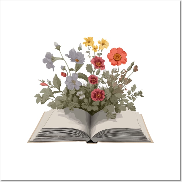 Flowers growing from book Wall Art by soondoock